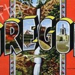 Postcard (Vintage) - Oregon - Red Mult. Falls Drink Holder