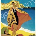 Sea and Shore - Beach - Vintage Poster 01 Drink Holder